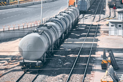 High angle view of railroad track