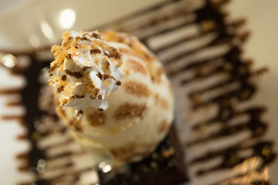 Close-up of ice cream on table