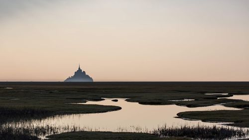 Scenic view of landscape against clear sky