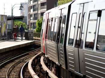 Train on railroad station platform