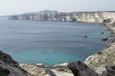 Scenic view of sea against clear sky