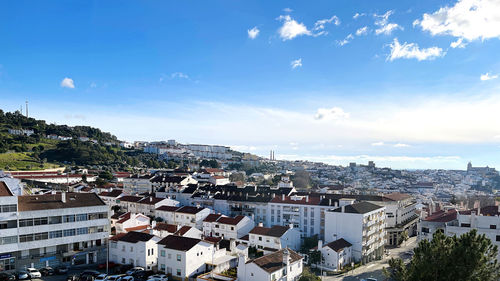 High angle view of townscape against sky