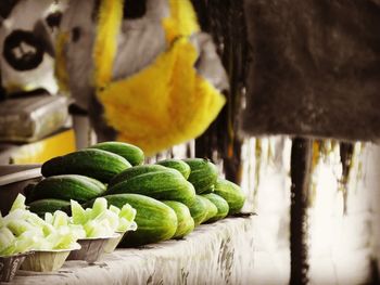 Close-up of fresh fruits for sale at market stall