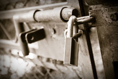 Close-up of padlock on chain