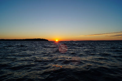 Scenic view of sea during sunset