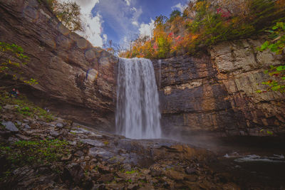 Scenic view of waterfall in forest