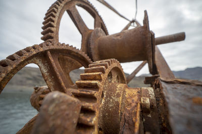 Close-up of rusty machine part