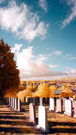 View of cemetery against sky