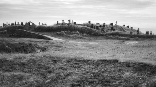  view of gravestones against sky