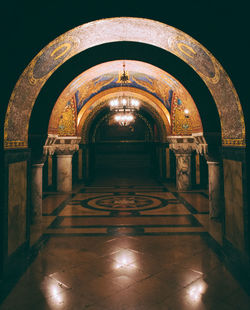 High angle view of illuminated tunnel