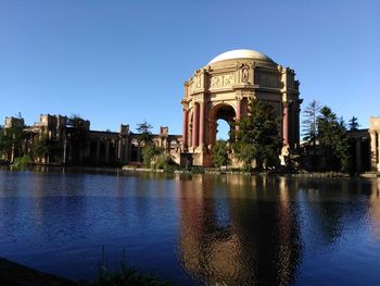 Reflection of building in water