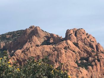 Rock formations against clear sky