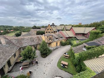 High angle view of townscape against sky