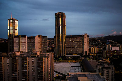 High angle view of buildings in city