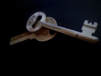 Close-up of guitar against black background