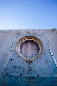 Abandoned blue against clear sky