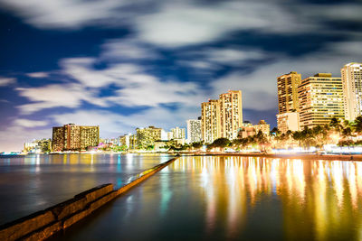 Waikiki skyline against sky