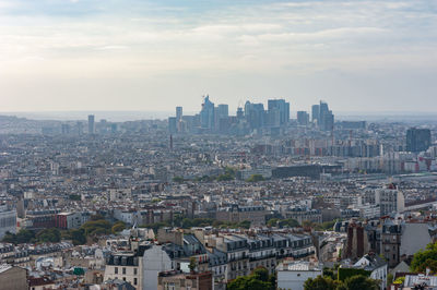 High angle view of cityscape against sky