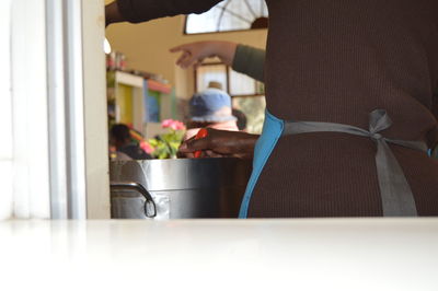 Close-up of table and window