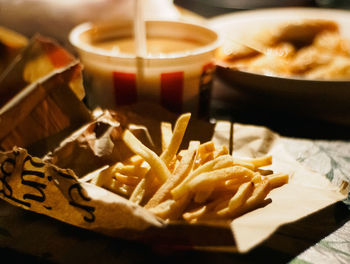 Close-up of food on table