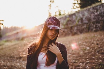 Woman looking at camera