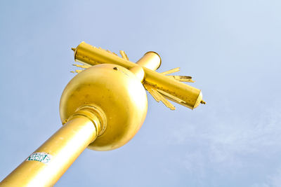 Low angle view of spire against sky