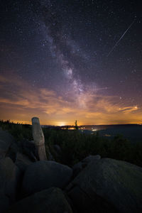 Scenic view of landscape against sky at night