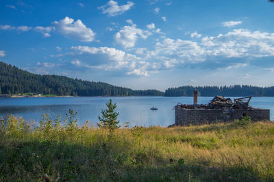 Scenic view of lake against sky