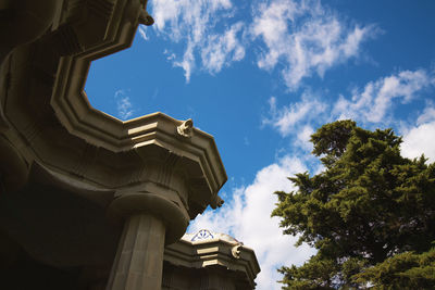 Low angle view of historical building against cloudy sky