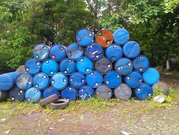 Stack of stones on field