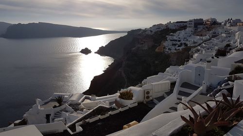 High angle view of buildings on beach