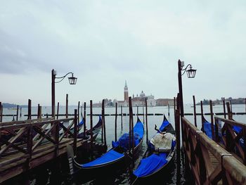 Gondolas on grand canal in city