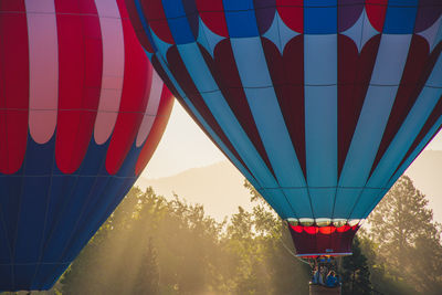 Low angle view of hot air balloon against sky