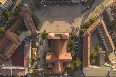 High angle view of buildings in city