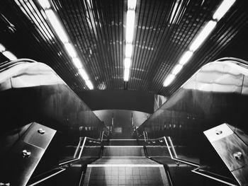 View of illuminated escalator