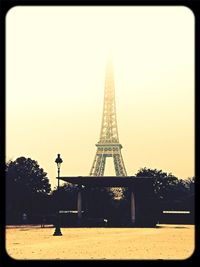 View of eiffel tower against clear sky