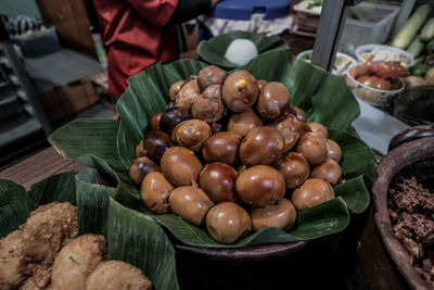 High angle view of vegetables for sale in market