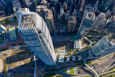 High angle view of buildings in city