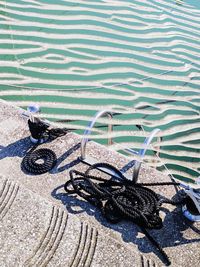 High angle view of fishing net