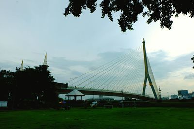 Low angle view of suspension bridge