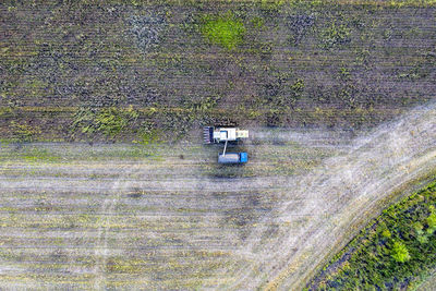 High angle view of car on field