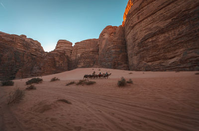 View of rock formations in desert