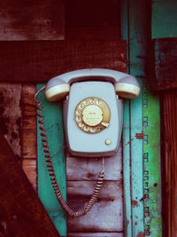 Close-up of telephone booth