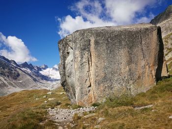 Scenic view of rocky mountains against sky