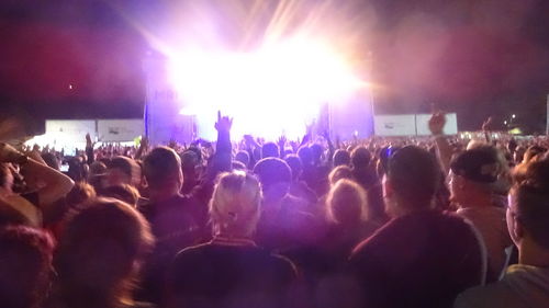 High angle view of people in concert