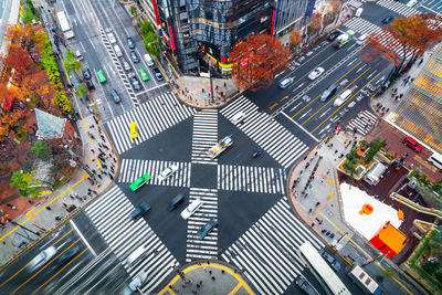 High angle view of city street