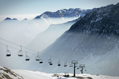 Scenic view of snow covered mountains against sky