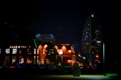 Illuminated city at night