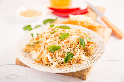 Close-up of food served in plate