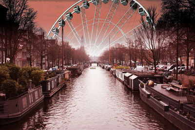 View of ferris wheel in city